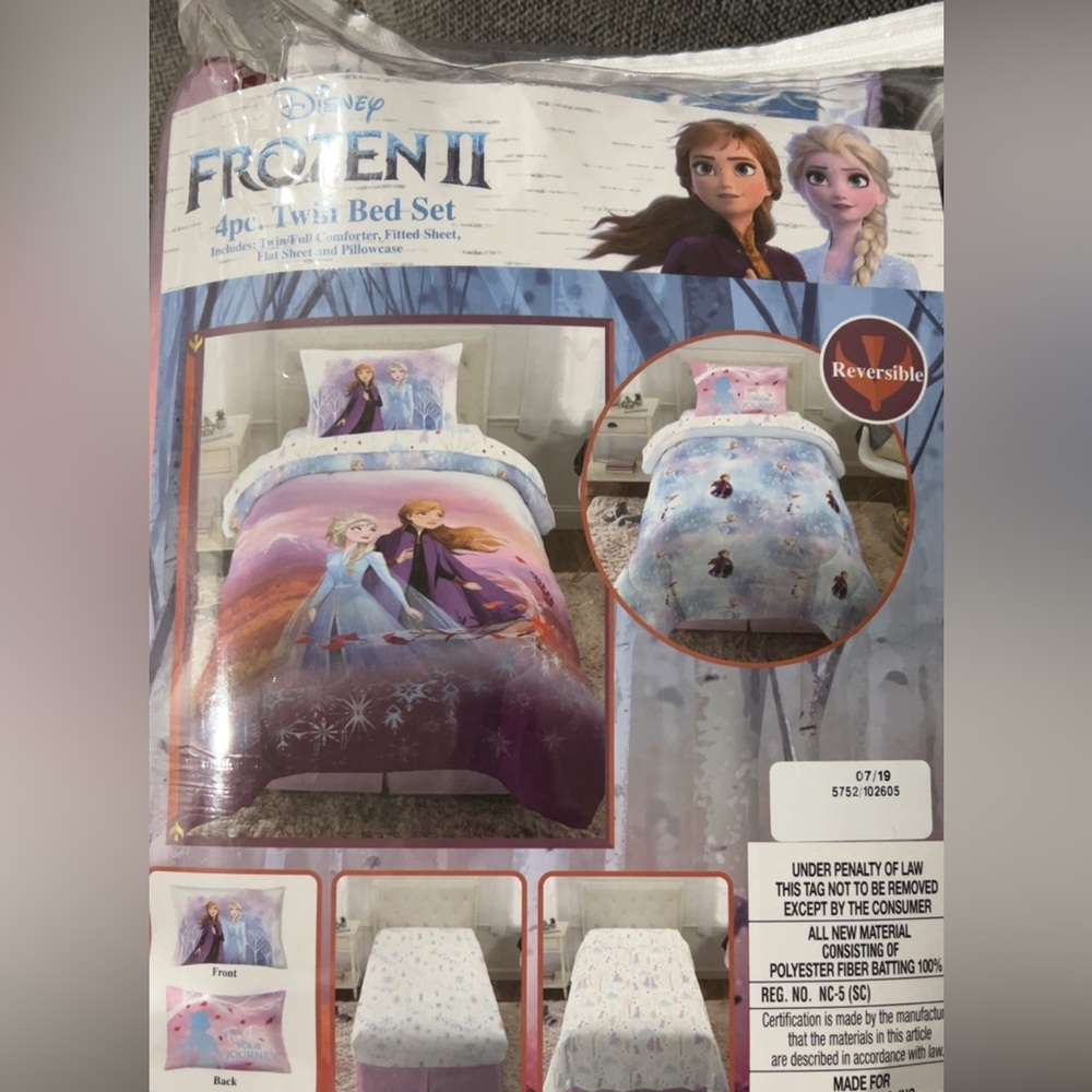 Disney Frozen Reversible Twin Comforter Set in Purple and Blue